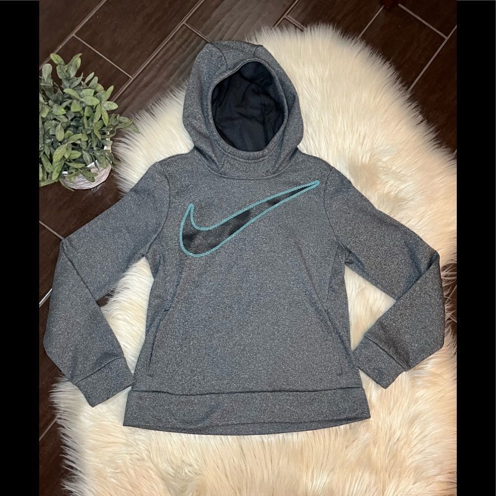 Nike dri fit heather grey hoodie sz youth medium